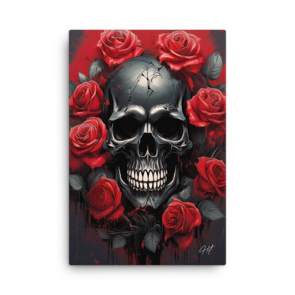 Skull Head Roses 002 Huge 24x36 Canvas